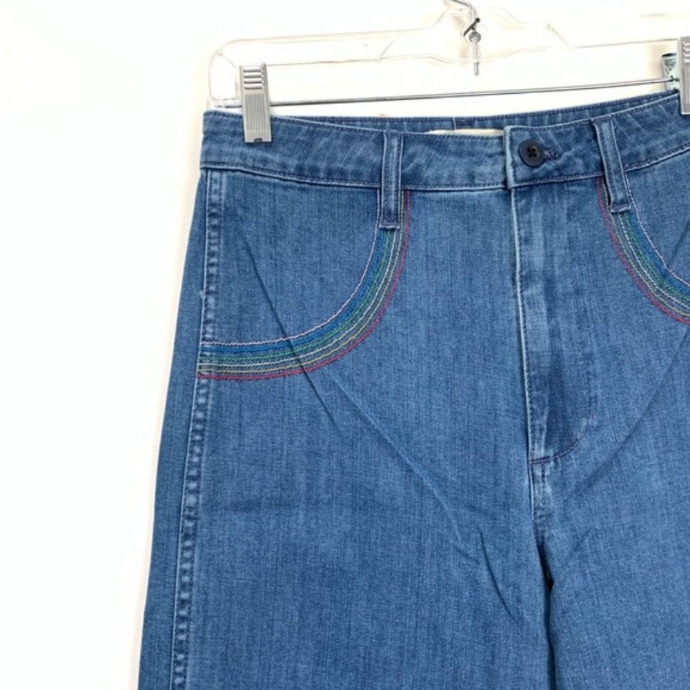 $118 NWT Rainbow Stitch Emmett Wide Leg Crop Jeans - Picture 2 of 9